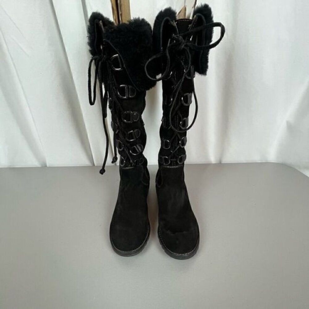 SOFFT WOMENS HIGH CALF SUEDE LACE UP BOOT BLACK SIZE 7M - Picture 3 of 13